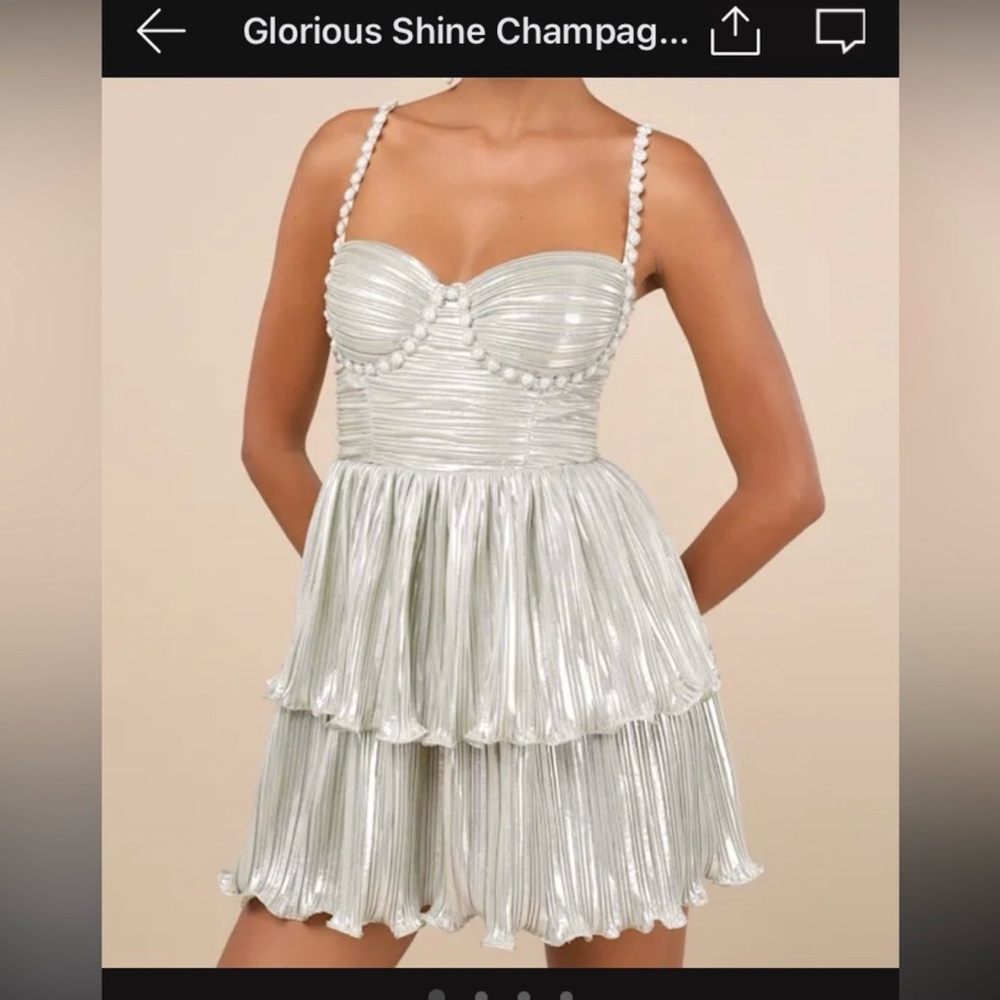 Lulu's Glorious Shine Champagne Dress